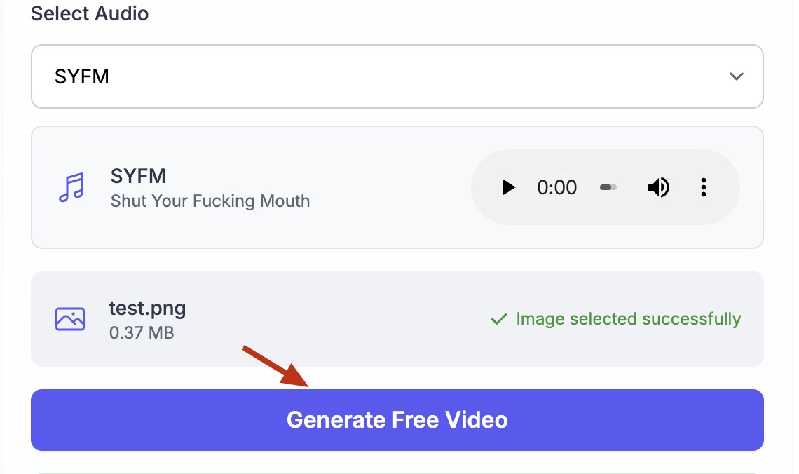 Step 2: Select Audio and Generate