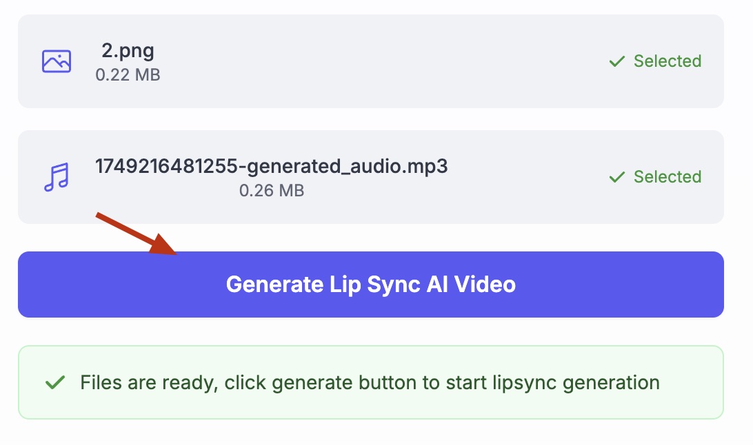 Step 3: Generate Lip Sync Video